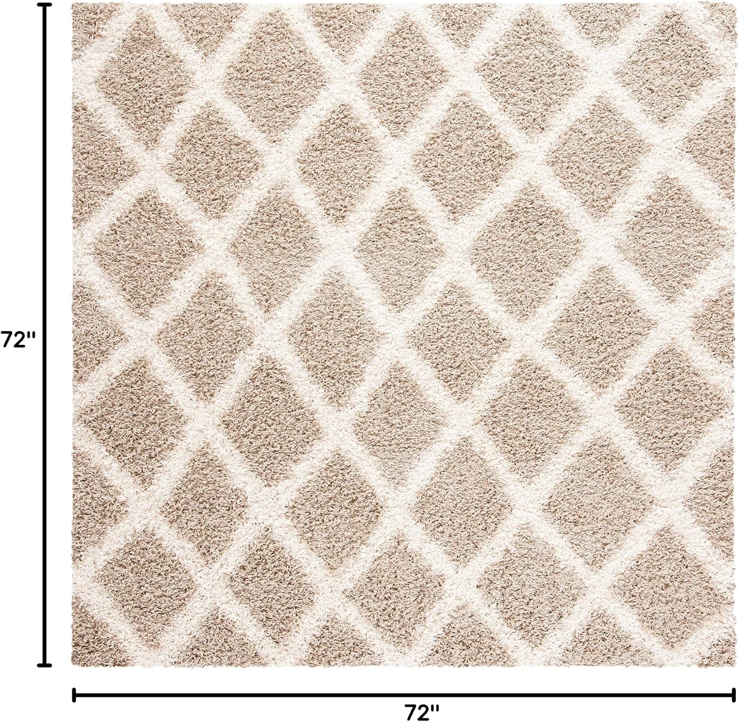 image:imageSAFAVIEH Dallas Shag Collection Area Rug 86 x 12 Dark Grey amp Ivory Trellis Design NonShedding amp Easy Care 15inch Thick Ideal for High Traffic Areas in Living Room Bedroom SGDS258ABeigeIvory