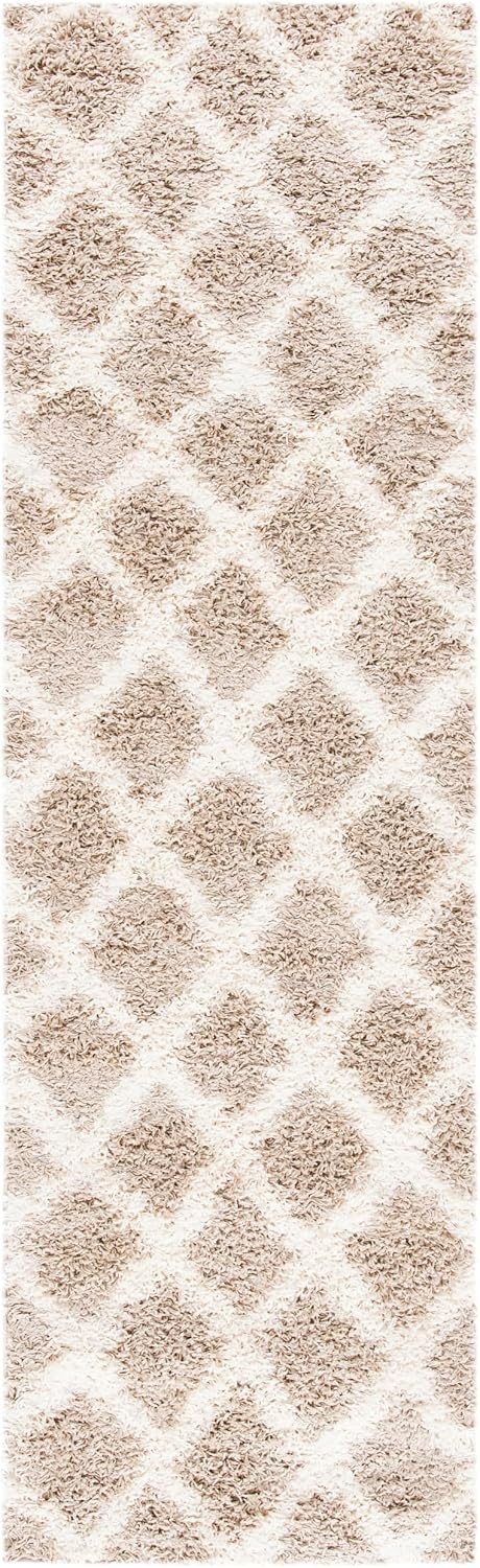 image:imageSAFAVIEH Dallas Shag Collection Area Rug 86 x 12 Dark Grey amp Ivory Trellis Design NonShedding amp Easy Care 15inch Thick Ideal for High Traffic Areas in Living Room Bedroom SGDS258ABeigeIvory
