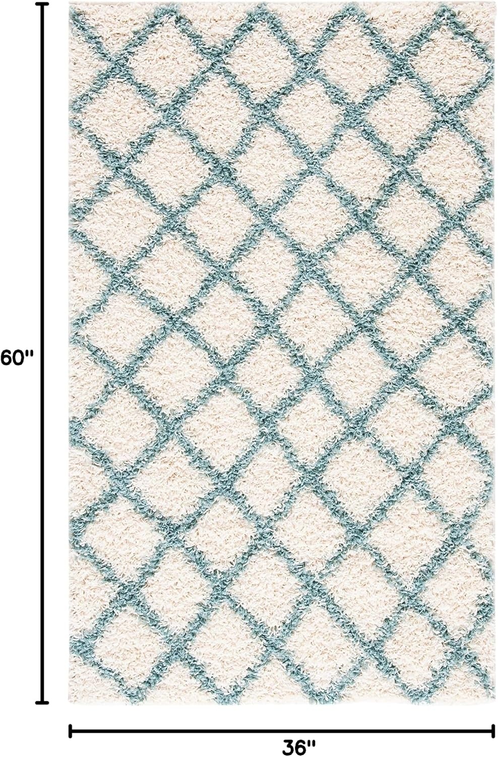 image:imageSAFAVIEH Dallas Shag Collection Area Rug 86 x 12 Dark Grey amp Ivory Trellis Design NonShedding amp Easy Care 15inch Thick Ideal for High Traffic Areas in Living Room Bedroom SGDS258AIvorySeafoam