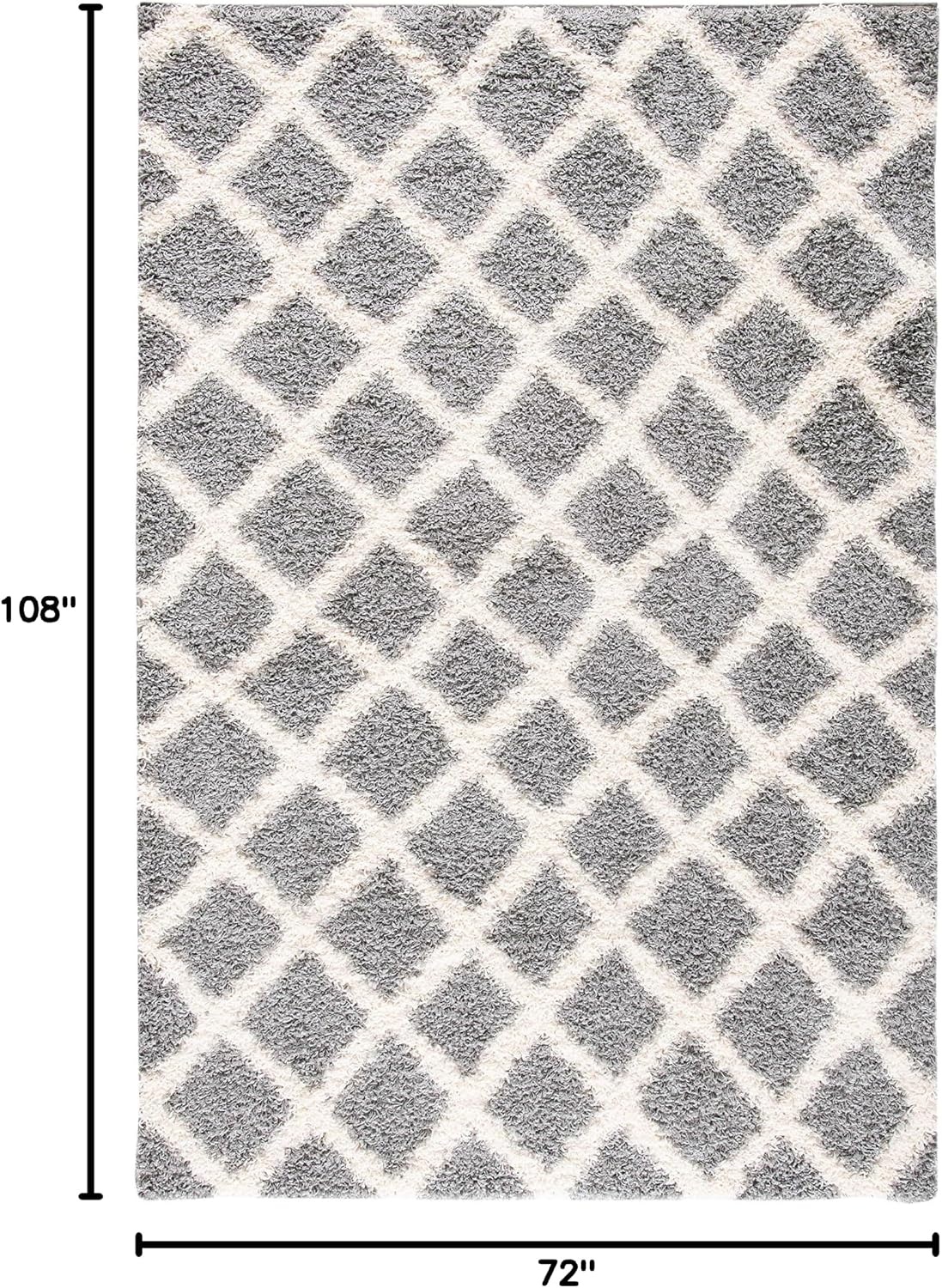 image:imageSAFAVIEH Dallas Shag Collection Area Rug 86 x 12 Dark Grey amp Ivory Trellis Design NonShedding amp Easy Care 15inch Thick Ideal for High Traffic Areas in Living Room Bedroom SGDS258AGreyIvory