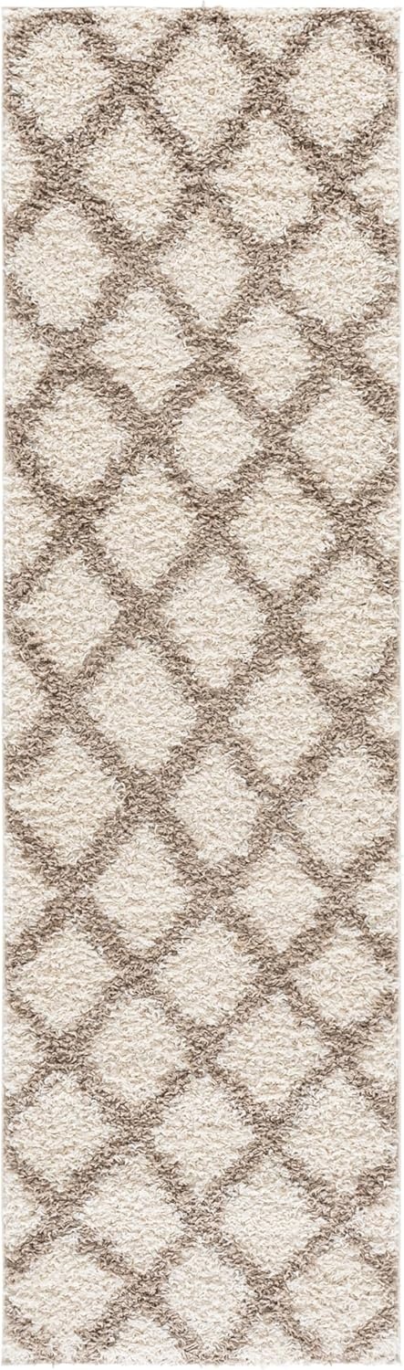 image:imageSAFAVIEH Dallas Shag Collection Area Rug 86 x 12 Dark Grey amp Ivory Trellis Design NonShedding amp Easy Care 15inch Thick Ideal for High Traffic Areas in Living Room Bedroom SGDS258AIvoryBeige