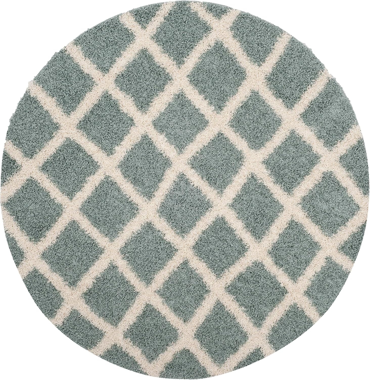 image:imageSAFAVIEH Dallas Shag Collection Area Rug 86 x 12 Dark Grey amp Ivory Trellis Design NonShedding amp Easy Care 15inch Thick Ideal for High Traffic Areas in Living Room Bedroom SGDS258ASeafoamIvory