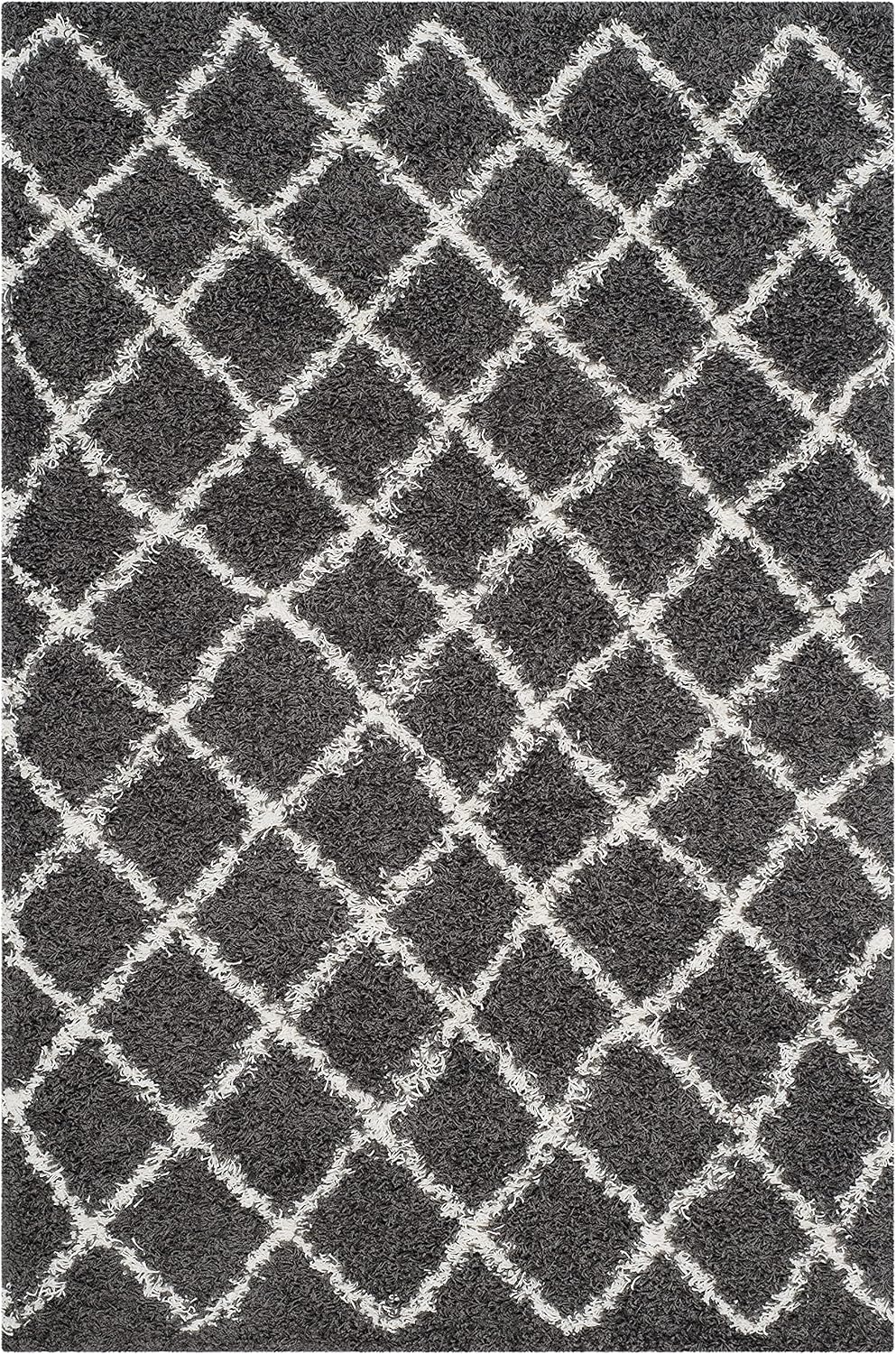 image:imageSAFAVIEH Dallas Shag Collection Area Rug 86 x 12 Dark Grey amp Ivory Trellis Design NonShedding amp Easy Care 15inch Thick Ideal for High Traffic Areas in Living Room Bedroom SGDS258ADark GreyIvory
