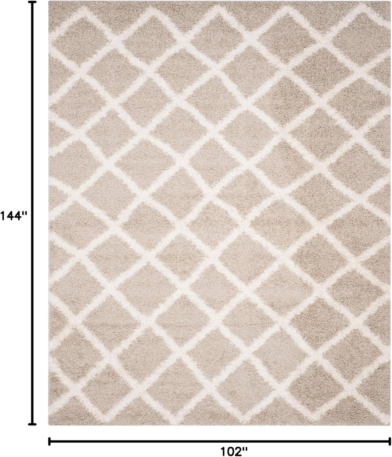 image:imageSAFAVIEH Dallas Shag Collection Area Rug 86 x 12 Dark Grey amp Ivory Trellis Design NonShedding amp Easy Care 15inch Thick Ideal for High Traffic Areas in Living Room Bedroom SGDS258ABeigeIvory