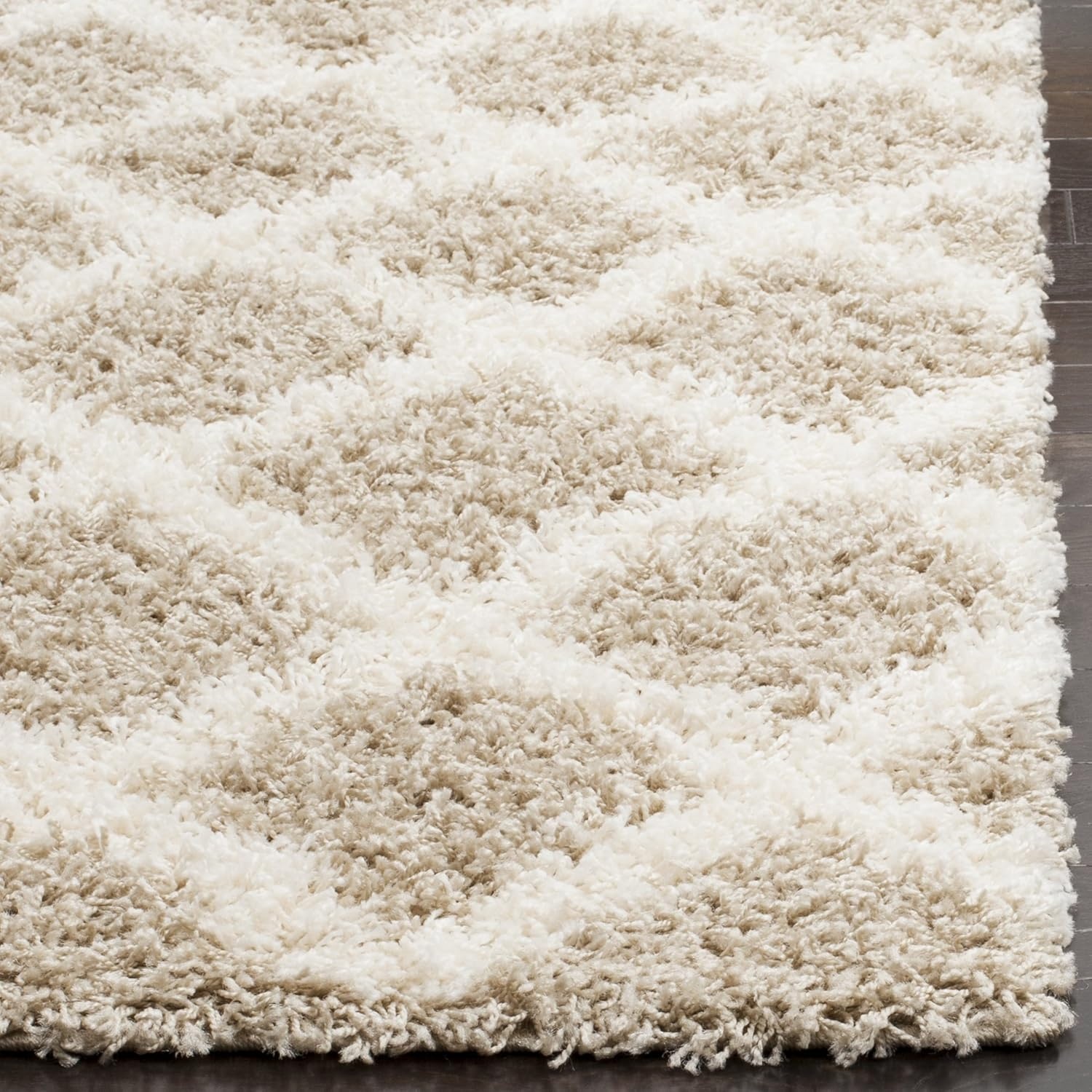 image:imageSAFAVIEH Dallas Shag Collection Area Rug 86 x 12 Dark Grey amp Ivory Trellis Design NonShedding amp Easy Care 15inch Thick Ideal for High Traffic Areas in Living Room Bedroom SGDS258ABeigeIvory