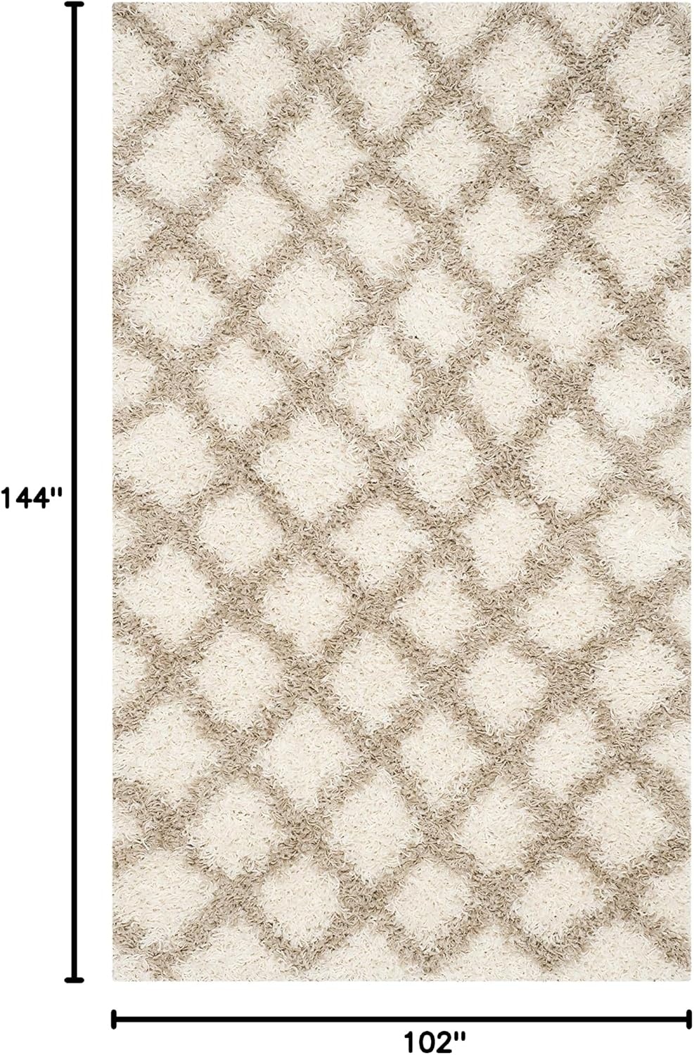 image:imageSAFAVIEH Dallas Shag Collection Area Rug 86 x 12 Dark Grey amp Ivory Trellis Design NonShedding amp Easy Care 15inch Thick Ideal for High Traffic Areas in Living Room Bedroom SGDS258AIvoryBeige