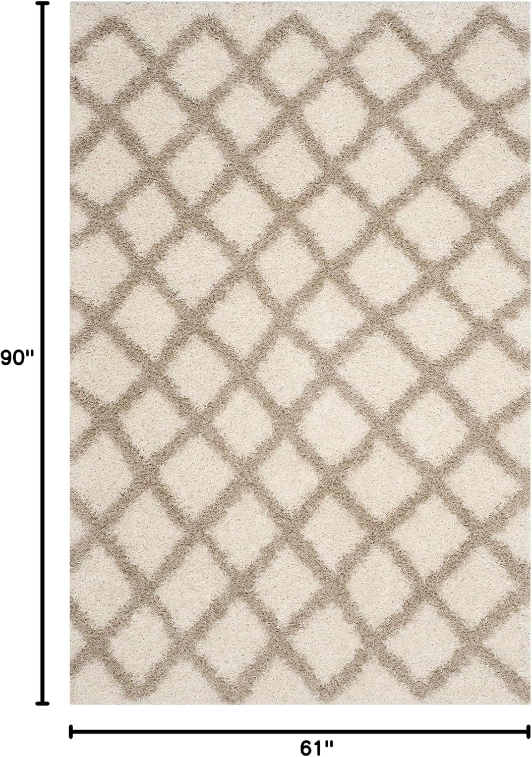 image:imageSAFAVIEH Dallas Shag Collection Area Rug 86 x 12 Dark Grey amp Ivory Trellis Design NonShedding amp Easy Care 15inch Thick Ideal for High Traffic Areas in Living Room Bedroom SGDS258AIvoryBeige