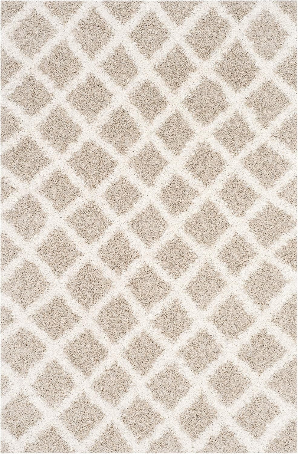 image:imageSAFAVIEH Dallas Shag Collection Area Rug 86 x 12 Dark Grey amp Ivory Trellis Design NonShedding amp Easy Care 15inch Thick Ideal for High Traffic Areas in Living Room Bedroom SGDS258ABeigeIvory