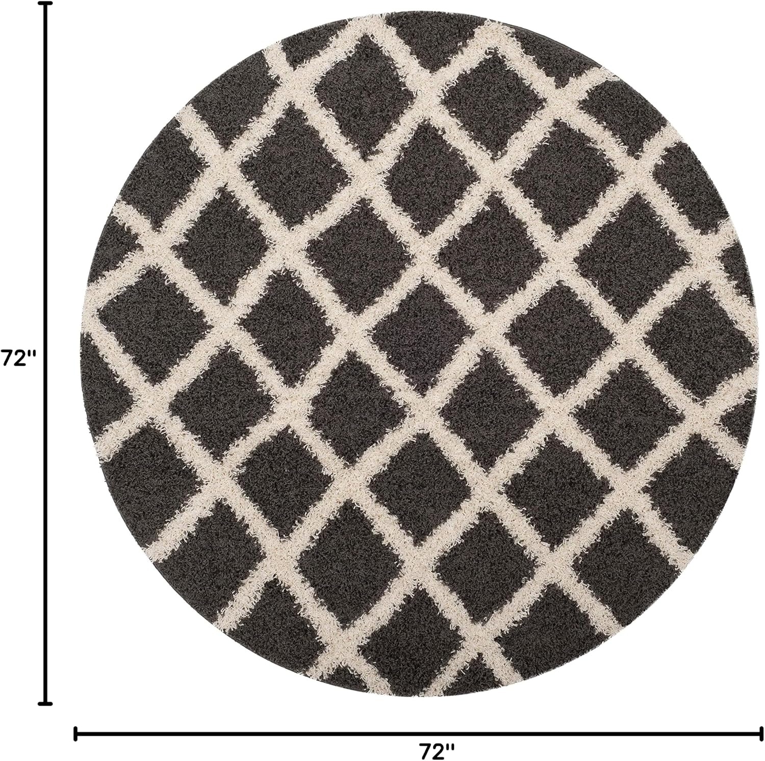 image:imageSAFAVIEH Dallas Shag Collection Area Rug 86 x 12 Dark Grey amp Ivory Trellis Design NonShedding amp Easy Care 15inch Thick Ideal for High Traffic Areas in Living Room Bedroom SGDS258ADark GreyIvory