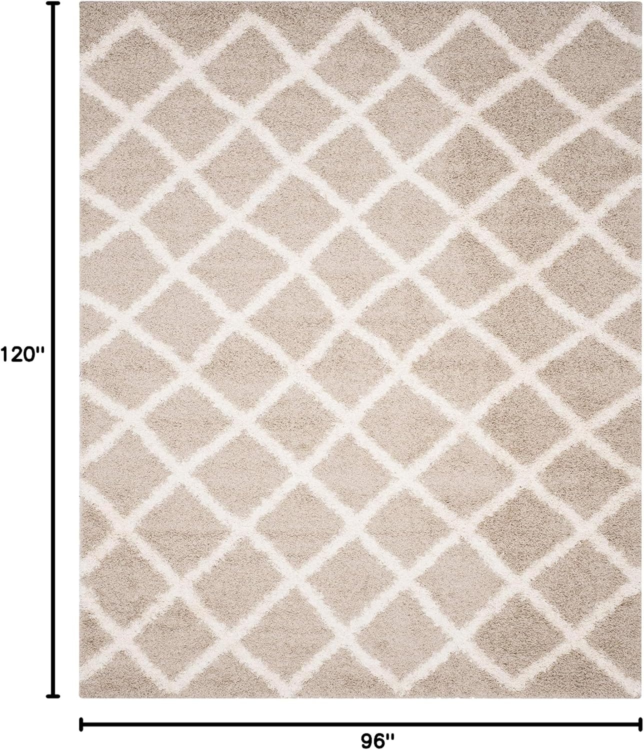 image:imageSAFAVIEH Dallas Shag Collection Area Rug 86 x 12 Dark Grey amp Ivory Trellis Design NonShedding amp Easy Care 15inch Thick Ideal for High Traffic Areas in Living Room Bedroom SGDS258ABeigeIvory