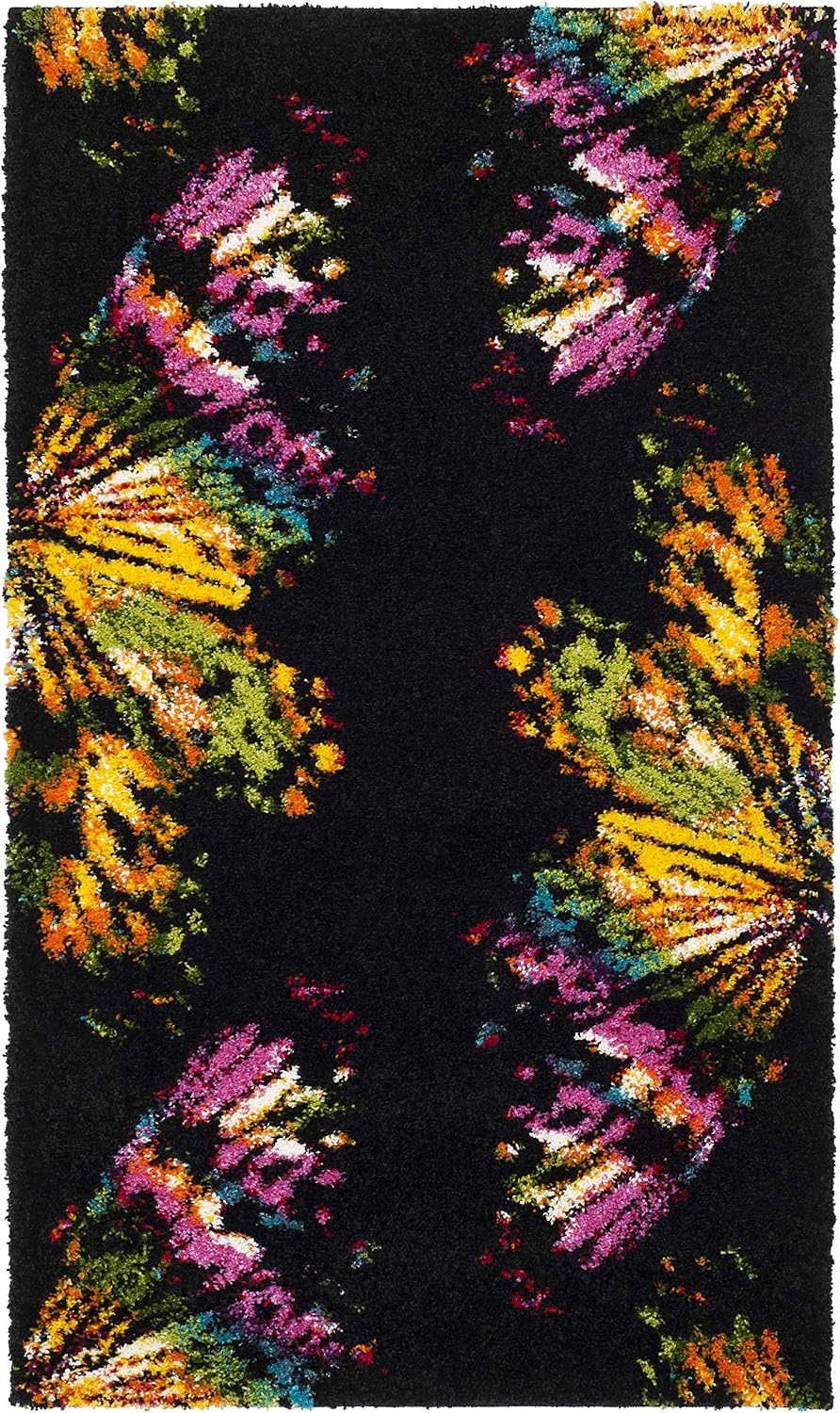 image:imageSAFAVIEH Fiesta Shag Collection Area Rug 9 x 12 Black amp Yellow Modern Design NonShedding amp Easy Care 05inch Thick Ideal for High Traffic Areas in Living Room Bedroom FSG368DBlackYellow