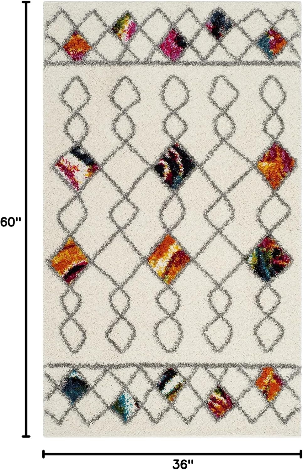 image:imageSAFAVIEH Fiesta Shag Collection Area Rug 9 x 12 Cream amp Multi Modern Design NonShedding amp Easy Care 05inch Thick Ideal for High Traffic Areas in Living Room Bedroom FSG361ACreamMulti