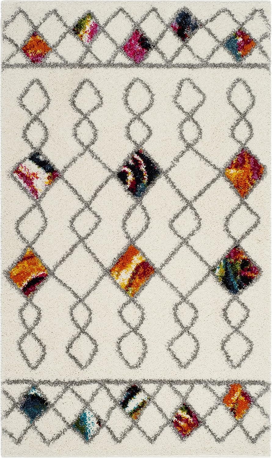 image:imageSAFAVIEH Fiesta Shag Collection Area Rug 9 x 12 Cream amp Multi Modern Design NonShedding amp Easy Care 05inch Thick Ideal for High Traffic Areas in Living Room Bedroom FSG361ACreamMulti