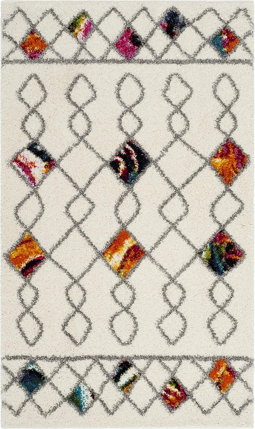 image:imageSAFAVIEH Fiesta Shag Collection Area Rug 9 x 12 Cream amp Multi Modern Design NonShedding amp Easy Care 05inch Thick Ideal for High Traffic Areas in Living Room Bedroom FSG361ACreamMulti