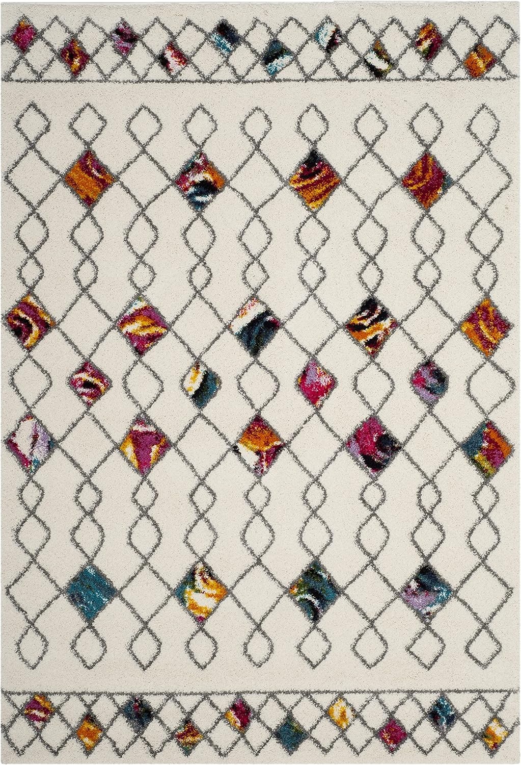image:imageSAFAVIEH Fiesta Shag Collection Area Rug 9 x 12 Cream amp Multi Modern Design NonShedding amp Easy Care 05inch Thick Ideal for High Traffic Areas in Living Room Bedroom FSG361ACreamMulti