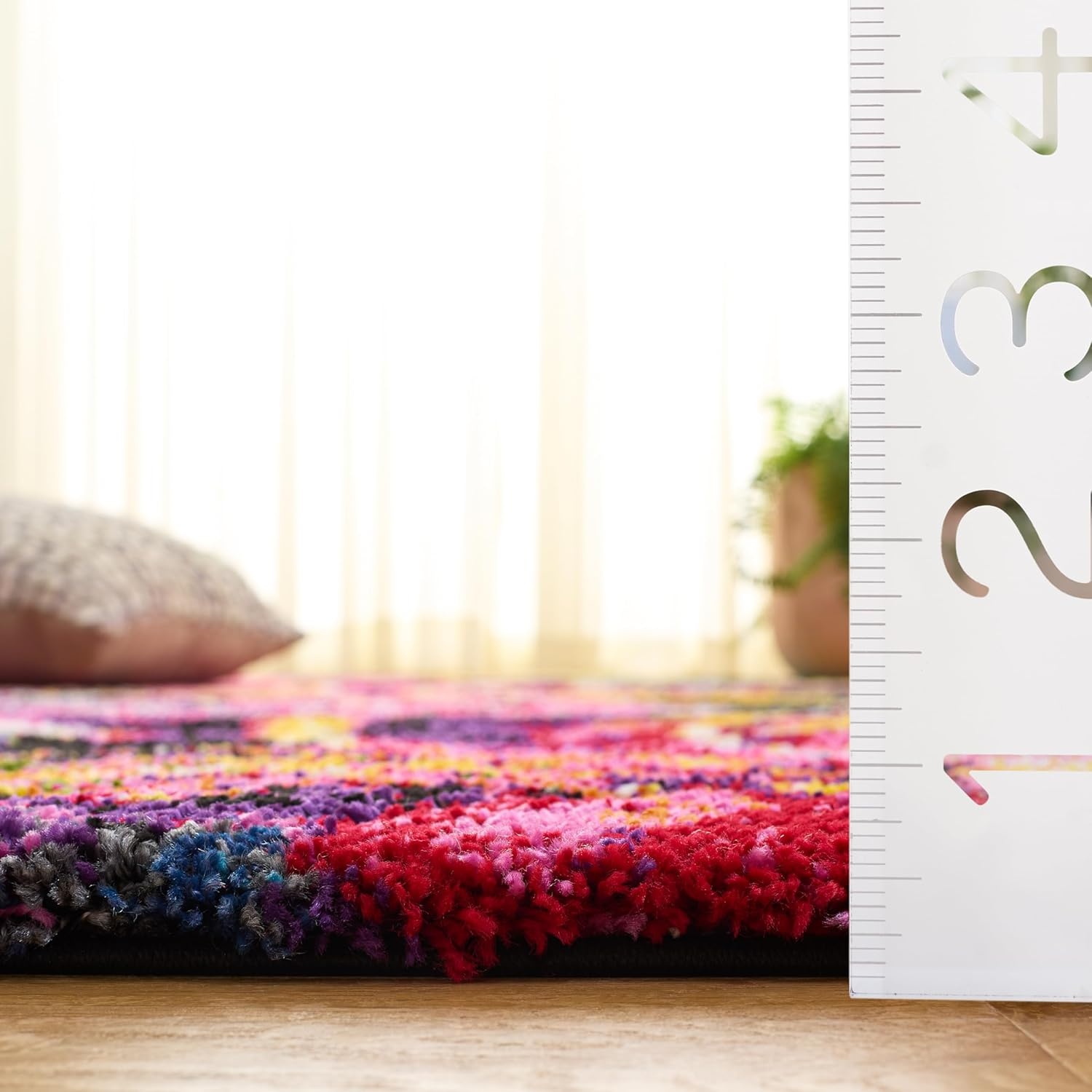 image:imageSAFAVIEH Fiesta Shag Collection Area Rug 9 x 12 Fuchsia amp Multi Rainbow Rose Design NonShedding amp Easy Care 05inch Thick Ideal for High Traffic Areas in Living Room Bedroom FSG366B
