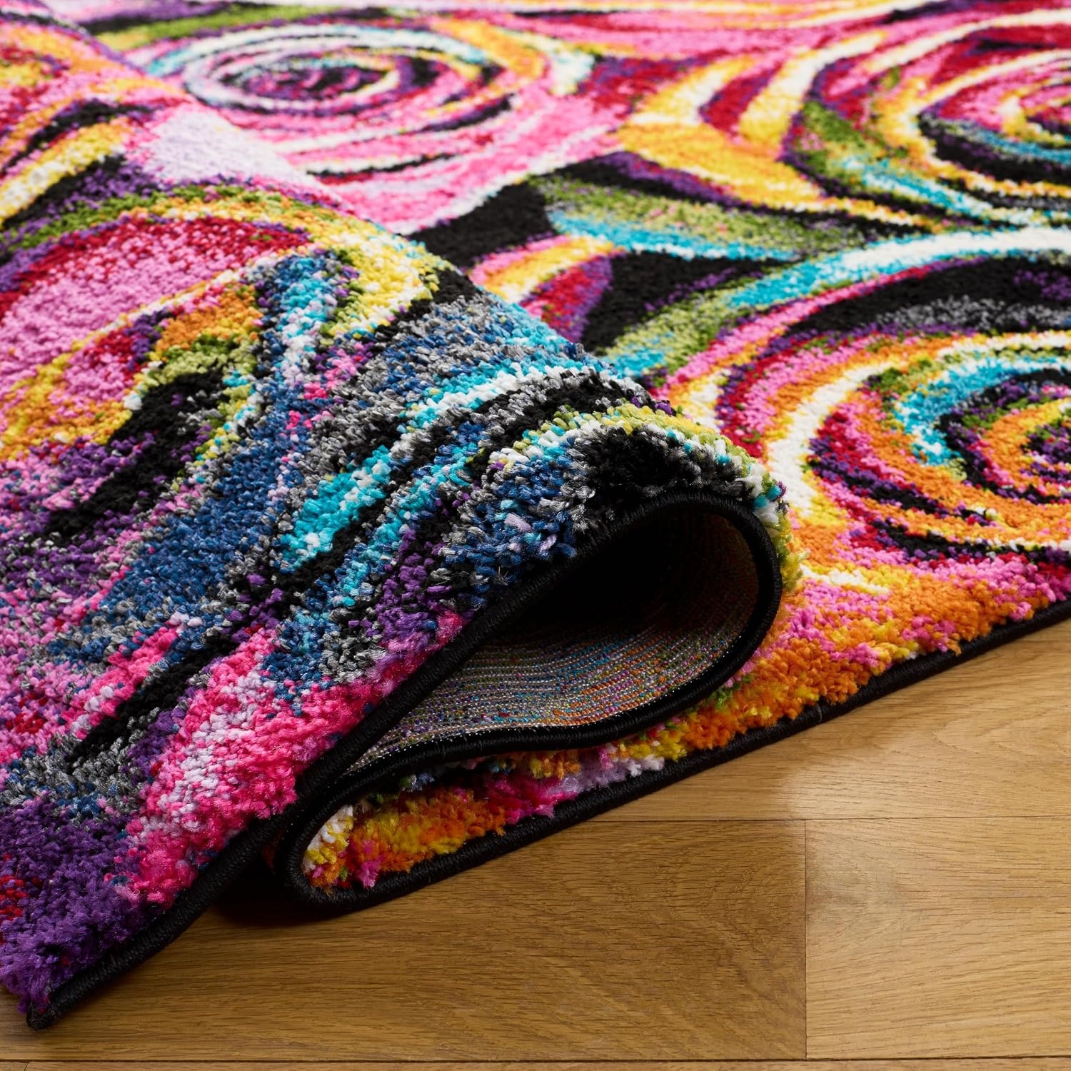 image:imageSAFAVIEH Fiesta Shag Collection Area Rug 9 x 12 Fuchsia amp Multi Rainbow Rose Design NonShedding amp Easy Care 05inch Thick Ideal for High Traffic Areas in Living Room Bedroom FSG366B