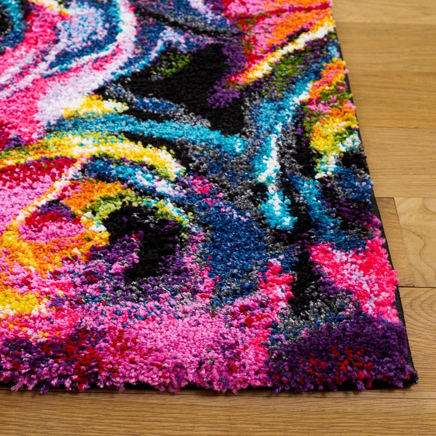 image:imageSAFAVIEH Fiesta Shag Collection Area Rug 9 x 12 Fuchsia amp Multi Rainbow Rose Design NonShedding amp Easy Care 05inch Thick Ideal for High Traffic Areas in Living Room Bedroom FSG366B