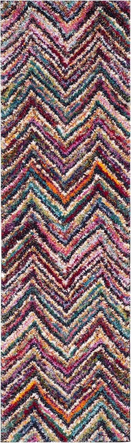 image:imageSAFAVIEH Fiesta Shag Collection Area Rug 9 x 12 Multi Modern Abstract Chevron Design NonShedding amp Easy Care 05inch Thick Ideal for High Traffic Areas in Living Room Bedroom FSG363MMulti Color