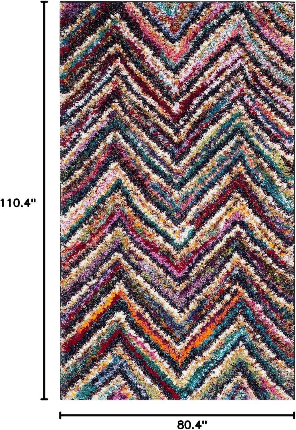 image:imageSAFAVIEH Fiesta Shag Collection Area Rug 9 x 12 Multi Modern Abstract Chevron Design NonShedding amp Easy Care 05inch Thick Ideal for High Traffic Areas in Living Room Bedroom FSG363MMulti Color