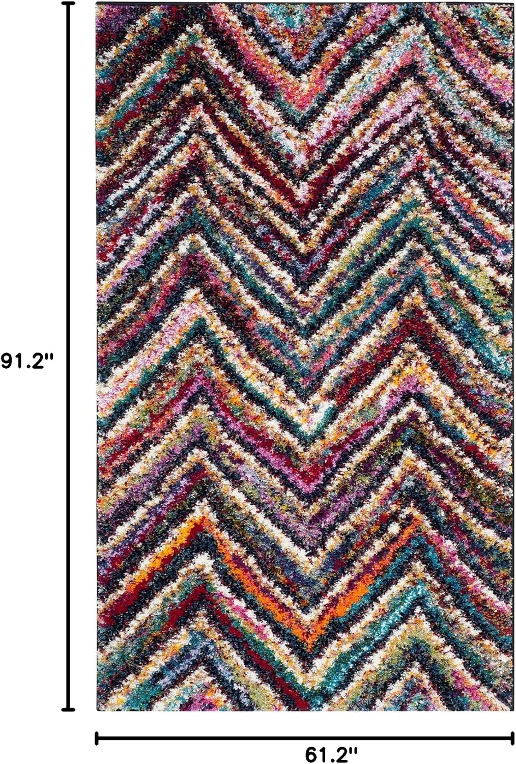 image:imageSAFAVIEH Fiesta Shag Collection Area Rug 9 x 12 Multi Modern Abstract Chevron Design NonShedding amp Easy Care 05inch Thick Ideal for High Traffic Areas in Living Room Bedroom FSG363MMulti Color