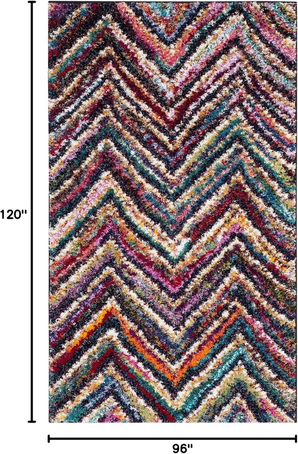 image:imageSAFAVIEH Fiesta Shag Collection Area Rug 9 x 12 Multi Modern Abstract Chevron Design NonShedding amp Easy Care 05inch Thick Ideal for High Traffic Areas in Living Room Bedroom FSG363MMulti Color