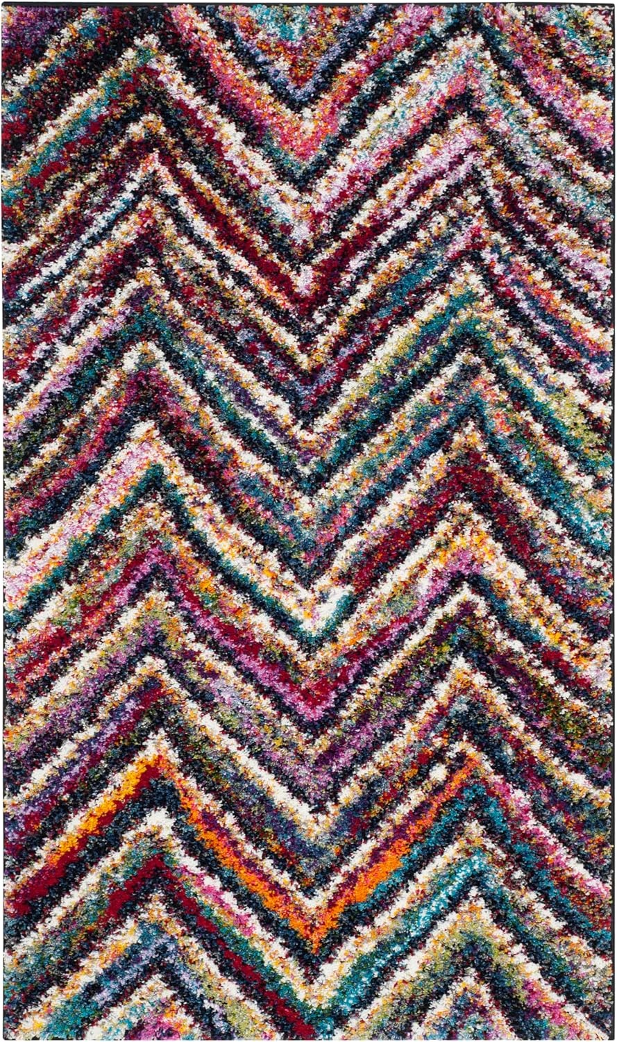 image:imageSAFAVIEH Fiesta Shag Collection Area Rug 9 x 12 Multi Modern Abstract Chevron Design NonShedding amp Easy Care 05inch Thick Ideal for High Traffic Areas in Living Room Bedroom FSG363MMulti Color