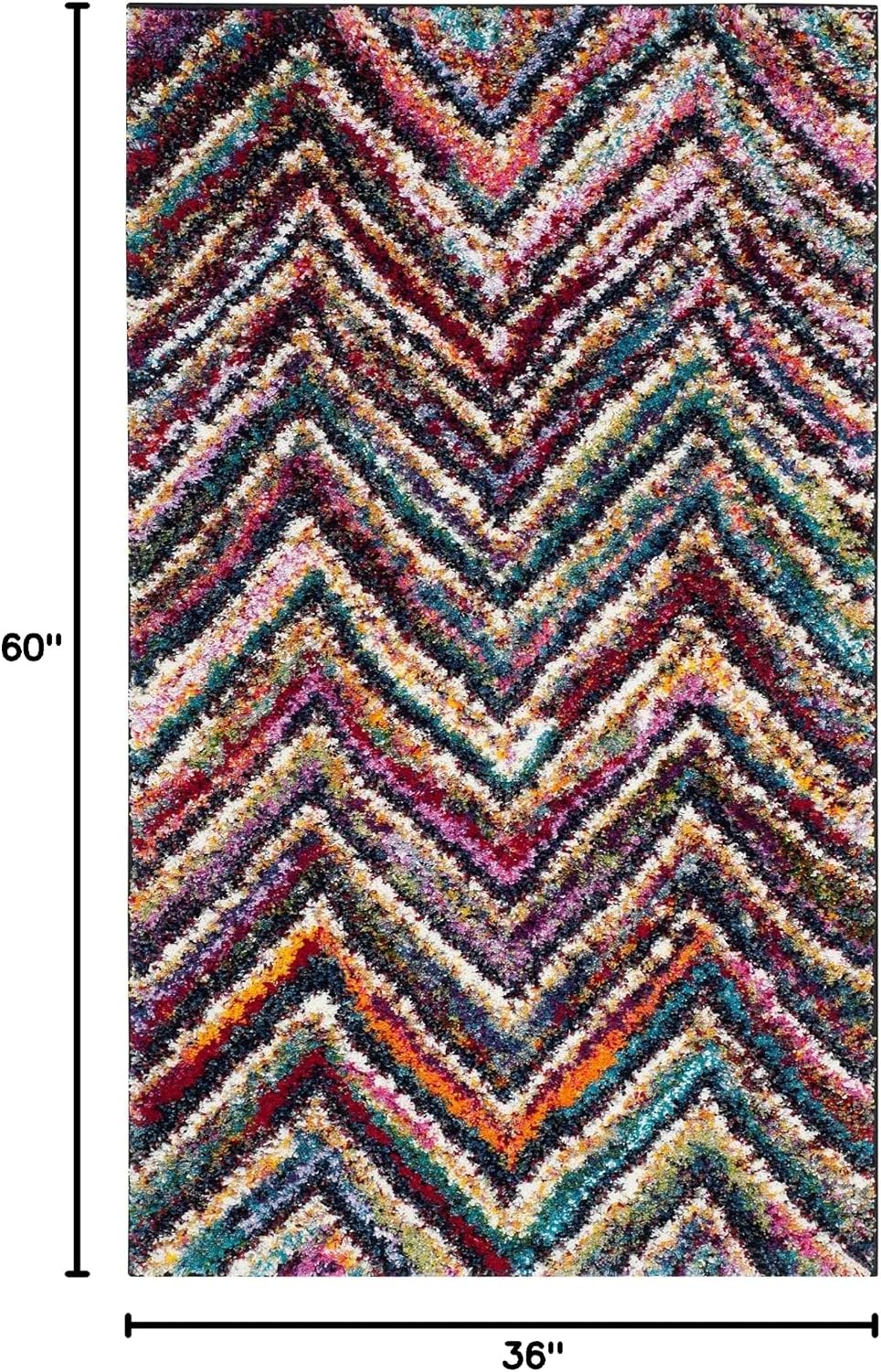 image:imageSAFAVIEH Fiesta Shag Collection Area Rug 9 x 12 Multi Modern Abstract Chevron Design NonShedding amp Easy Care 05inch Thick Ideal for High Traffic Areas in Living Room Bedroom FSG363MMulti Color