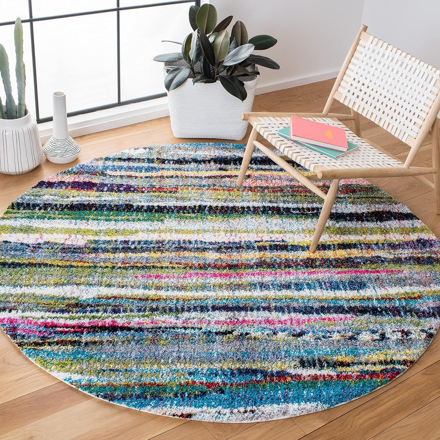 image:imageSAFAVIEH Fiesta Shag Collection Area Rug 9 x 12 Multi Modern Abstract Design NonShedding amp Easy Care 05inch Thick Ideal for High Traffic Areas in Living Room Bedroom FSG367MMulti Color