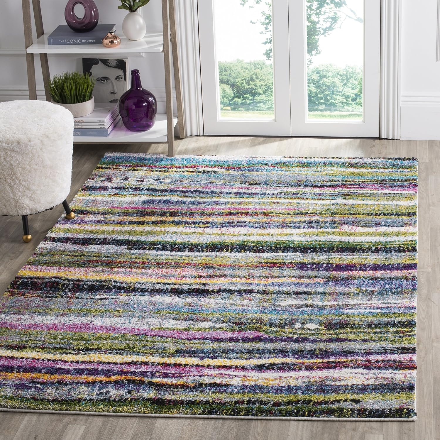 image:imageSAFAVIEH Fiesta Shag Collection Area Rug 9 x 12 Multi Modern Abstract Design NonShedding amp Easy Care 05inch Thick Ideal for High Traffic Areas in Living Room Bedroom FSG367MMulti Color