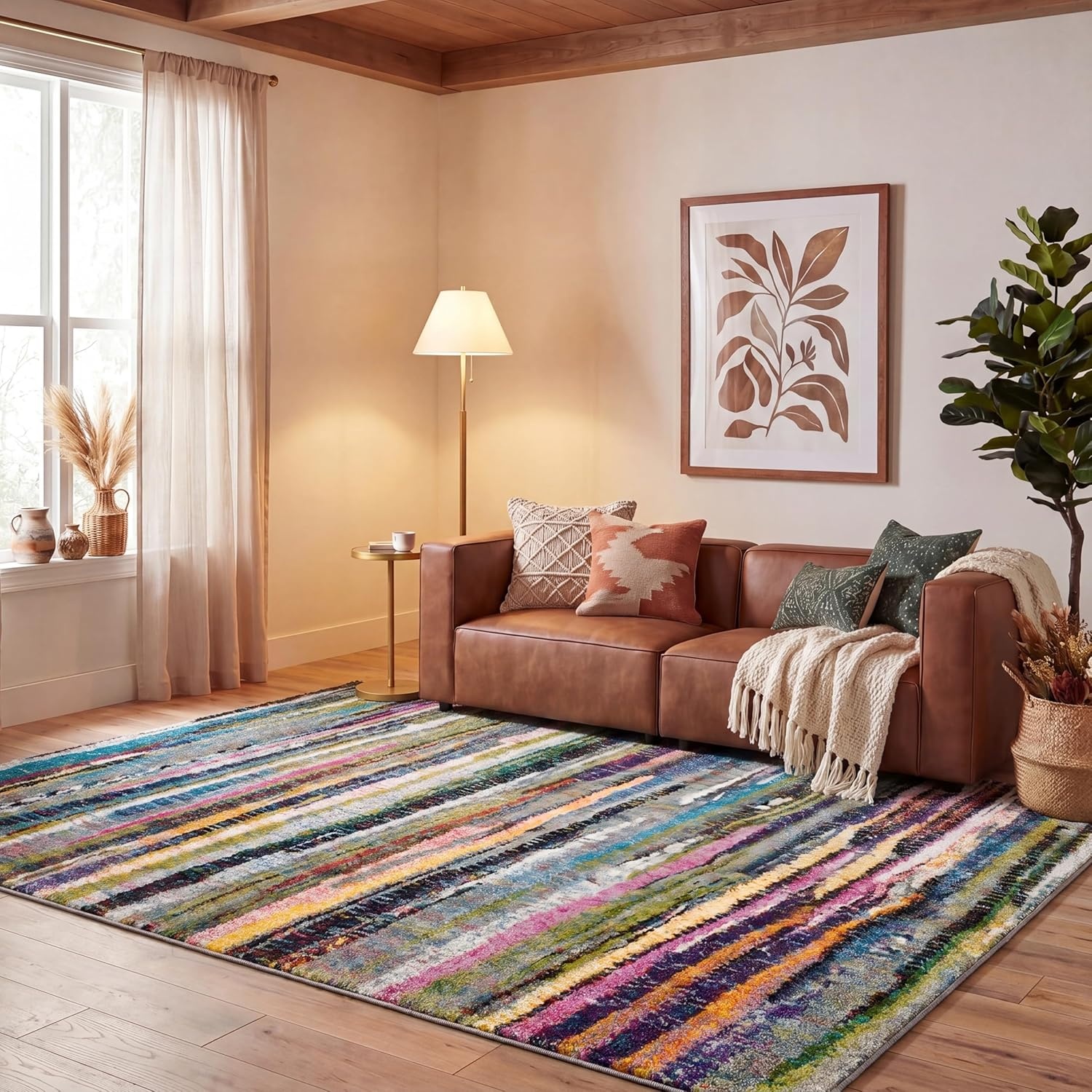 image:imageSAFAVIEH Fiesta Shag Collection Area Rug 9 x 12 Multi Modern Abstract Design NonShedding amp Easy Care 05inch Thick Ideal for High Traffic Areas in Living Room Bedroom FSG367MMulti Color