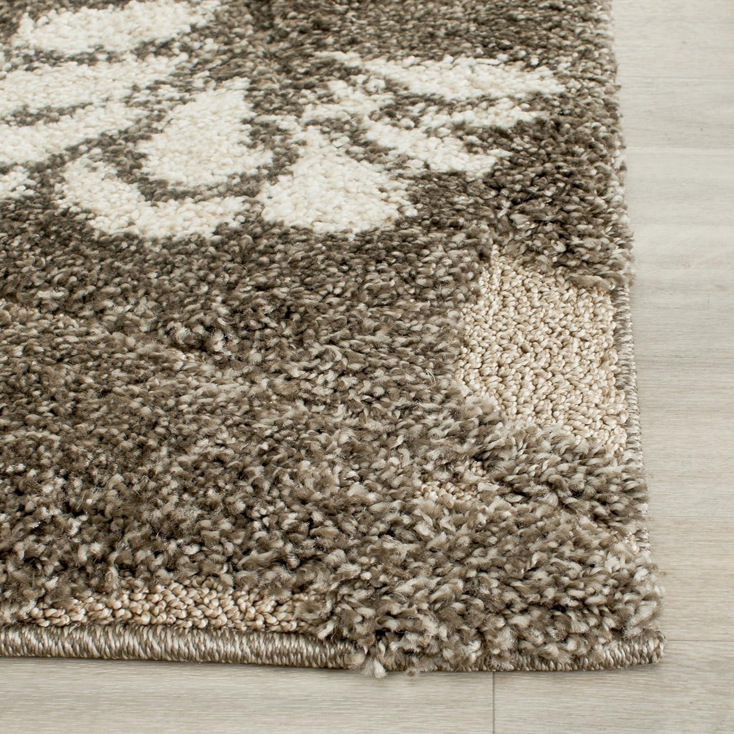 image:imageSAFAVIEH Florida Shag Collection Area Rug 8 x 10 Grey amp Beige Floral Design NonShedding amp Easy Care 12inch Thick Ideal for High Traffic Areas in Living Room Bedroom SG4598013SmokeBeige