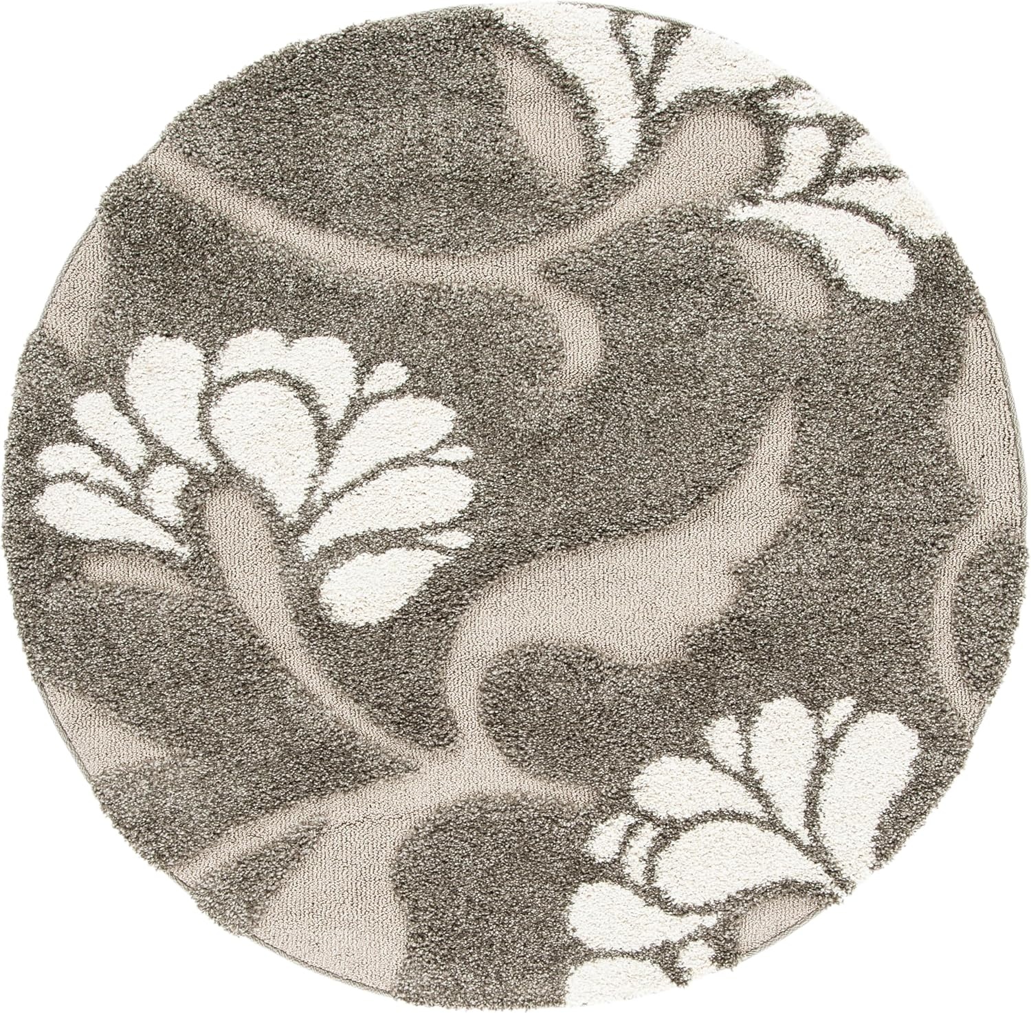 image:imageSAFAVIEH Florida Shag Collection Area Rug 8 x 10 Grey amp Beige Floral Design NonShedding amp Easy Care 12inch Thick Ideal for High Traffic Areas in Living Room Bedroom SG4598013SmokeBeige