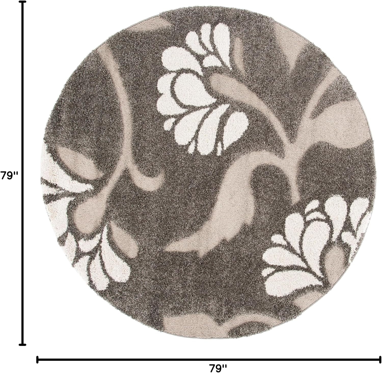 image:imageSAFAVIEH Florida Shag Collection Area Rug 8 x 10 Grey amp Beige Floral Design NonShedding amp Easy Care 12inch Thick Ideal for High Traffic Areas in Living Room Bedroom SG4598013SmokeBeige