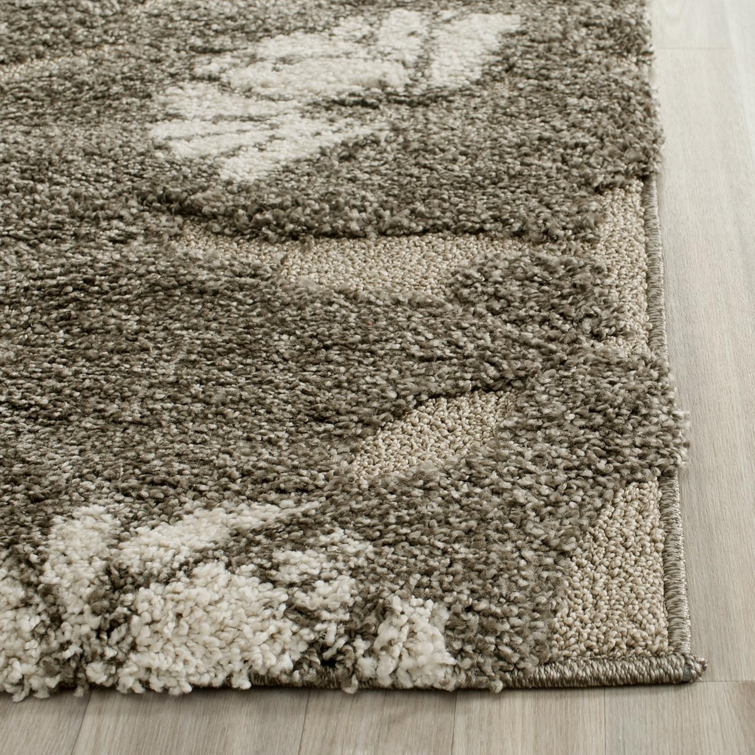 image:imageSAFAVIEH Florida Shag Collection Area Rug 8 x 10 Grey amp Beige Floral Design NonShedding amp Easy Care 12inch Thick Ideal for High Traffic Areas in Living Room Bedroom SG4598013SmokeBeige