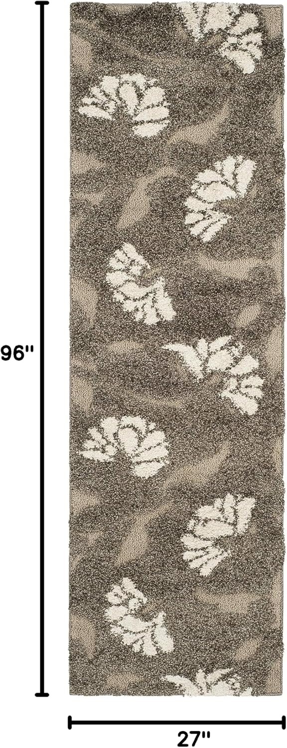 image:imageSAFAVIEH Florida Shag Collection Area Rug 8 x 10 Grey amp Beige Floral Design NonShedding amp Easy Care 12inch Thick Ideal for High Traffic Areas in Living Room Bedroom SG4598013SmokeBeige
