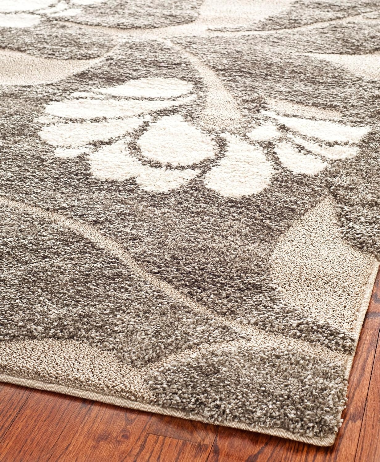 image:imageSAFAVIEH Florida Shag Collection Area Rug 8 x 10 Grey amp Beige Floral Design NonShedding amp Easy Care 12inch Thick Ideal for High Traffic Areas in Living Room Bedroom SG4598013SmokeBeige