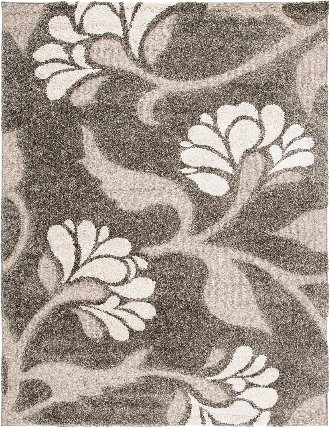image:imageSAFAVIEH Florida Shag Collection Area Rug 8 x 10 Grey amp Beige Floral Design NonShedding amp Easy Care 12inch Thick Ideal for High Traffic Areas in Living Room Bedroom SG4598013SmokeBeige