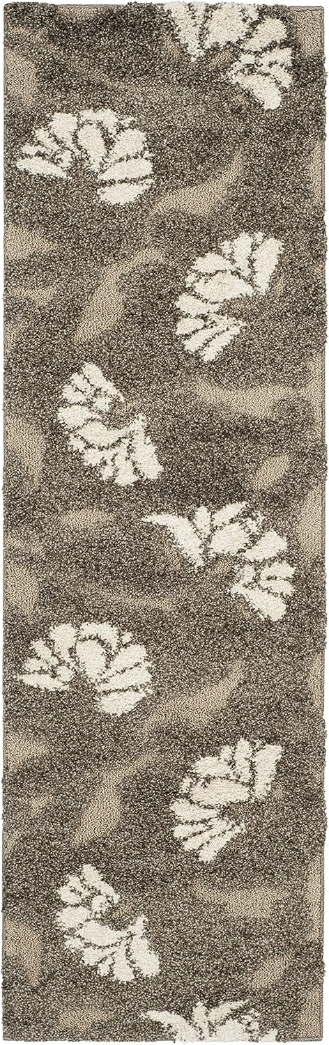 image:imageSAFAVIEH Florida Shag Collection Area Rug 8 x 10 Grey amp Beige Floral Design NonShedding amp Easy Care 12inch Thick Ideal for High Traffic Areas in Living Room Bedroom SG4598013SmokeBeige