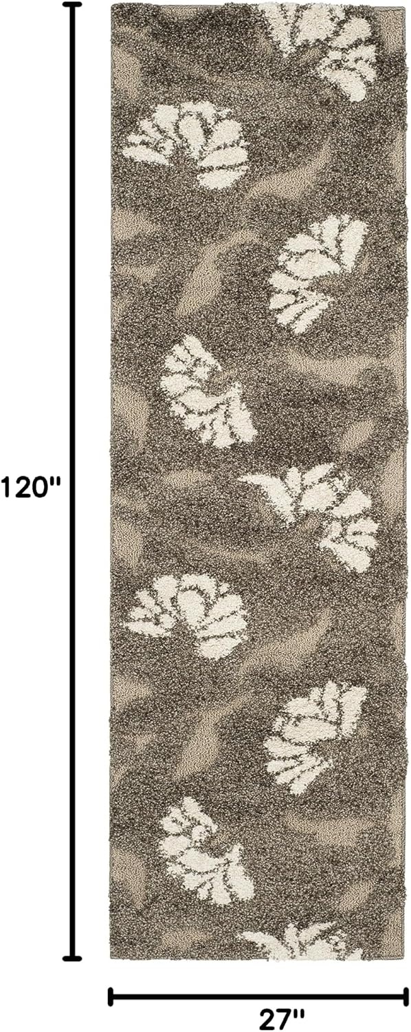 image:imageSAFAVIEH Florida Shag Collection Area Rug 8 x 10 Grey amp Beige Floral Design NonShedding amp Easy Care 12inch Thick Ideal for High Traffic Areas in Living Room Bedroom SG4598013SmokeBeige