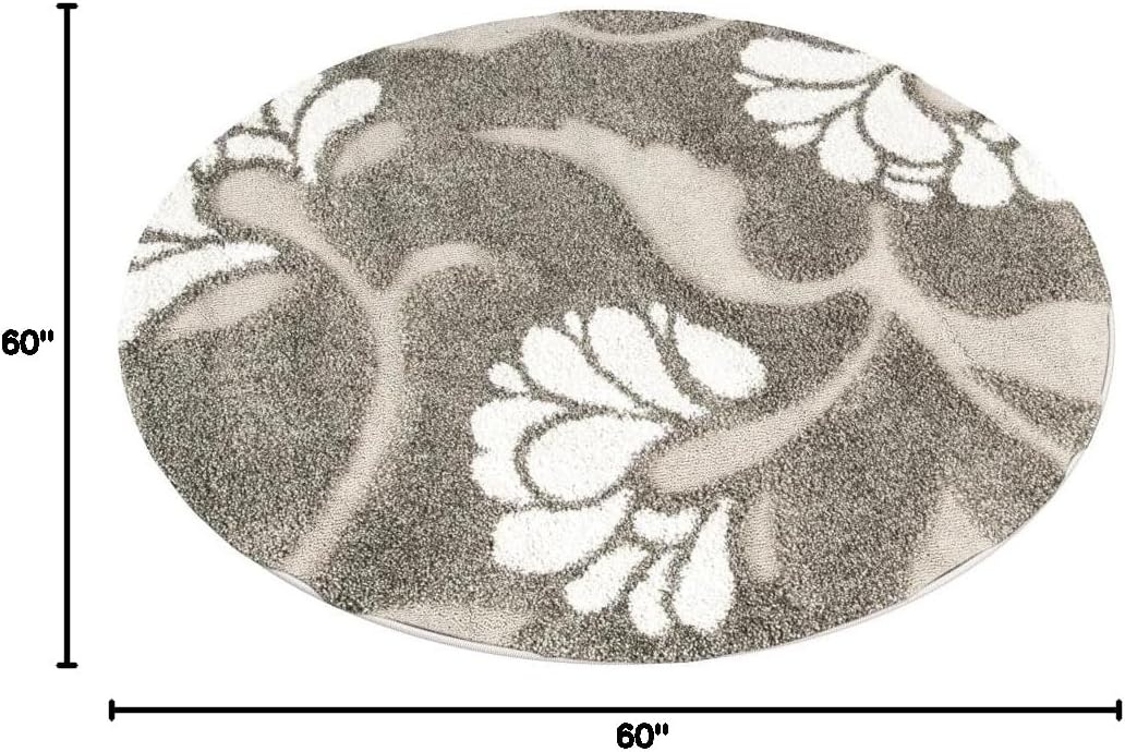 image:imageSAFAVIEH Florida Shag Collection Area Rug 8 x 10 Grey amp Beige Floral Design NonShedding amp Easy Care 12inch Thick Ideal for High Traffic Areas in Living Room Bedroom SG4598013SmokeBeige