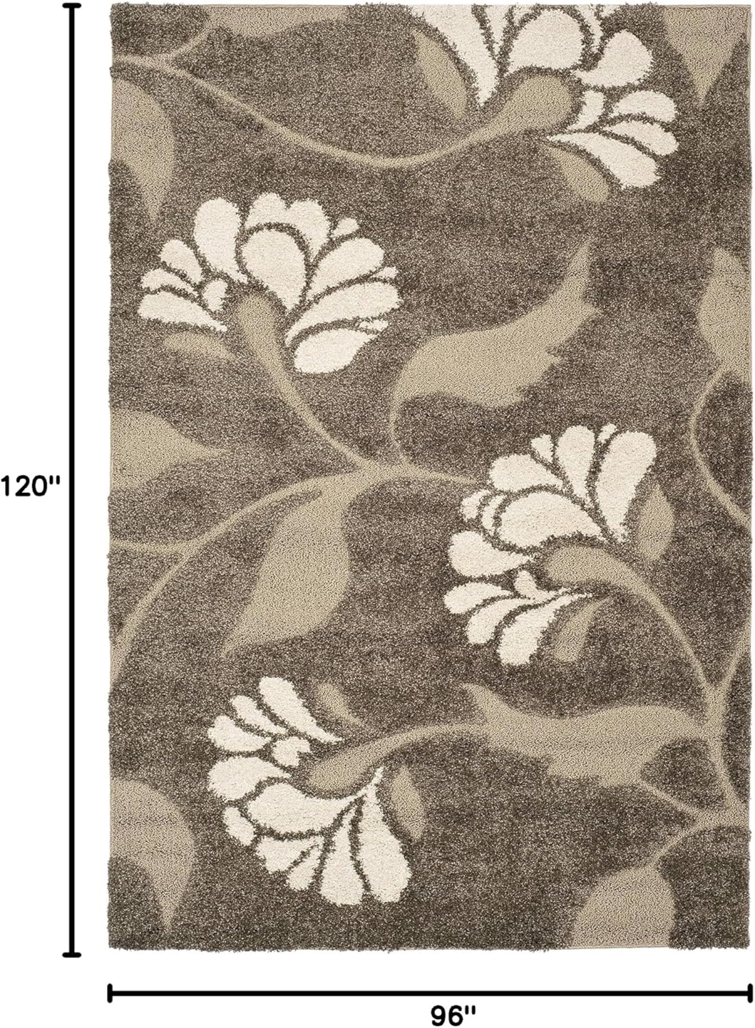 image:imageSAFAVIEH Florida Shag Collection Area Rug 8 x 10 Grey amp Beige Floral Design NonShedding amp Easy Care 12inch Thick Ideal for High Traffic Areas in Living Room Bedroom SG4598013SmokeBeige