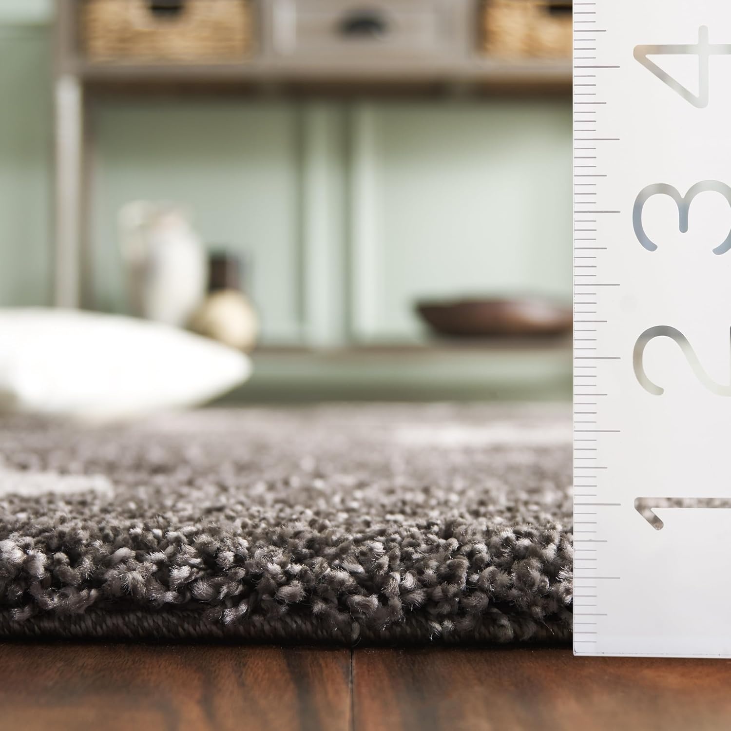 image:imageSAFAVIEH Florida Shag Collection Area Rug 8 x 10 Grey amp Beige Floral Design NonShedding amp Easy Care 12inch Thick Ideal for High Traffic Areas in Living Room Bedroom SG4598013SmokeBeige