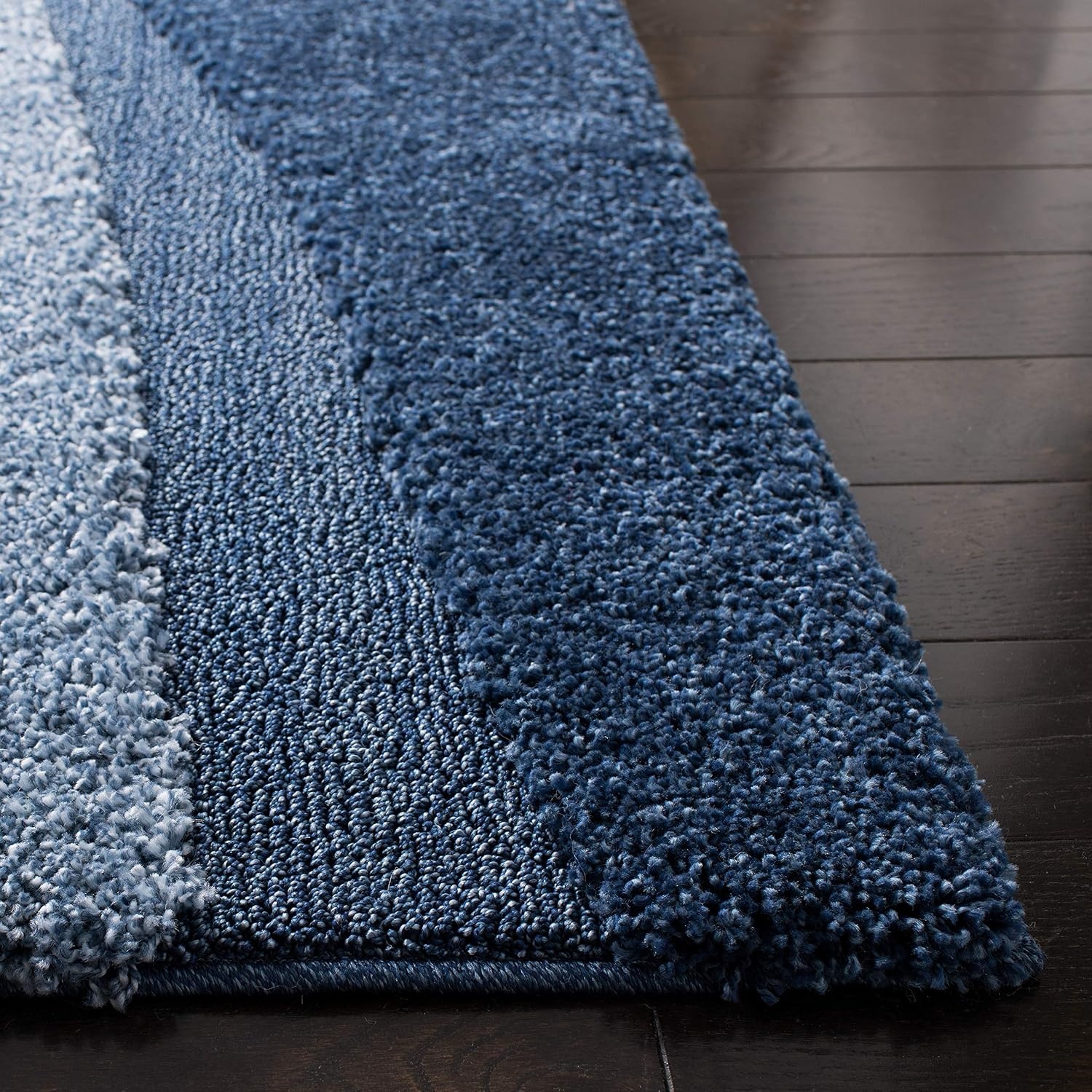 image:imageSAFAVIEH Florida Shag Collection Area Rug 86 x 12 Dark Blue amp Ivory Abstract Design NonShedding amp Easy Care 12inch Thick Ideal for High Traffic Areas in Living Room Bedroom SG4736511Dark BlueIvory