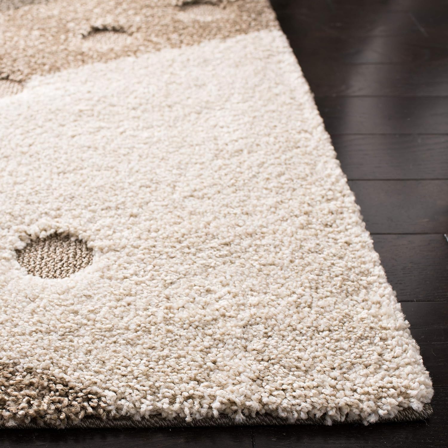 image:imageSAFAVIEH Florida Shag Collection Area Rug 86 x 12 Dark Blue amp Ivory Abstract Design NonShedding amp Easy Care 12inch Thick Ideal for High Traffic Areas in Living Room Bedroom SG4736511BrownIvory