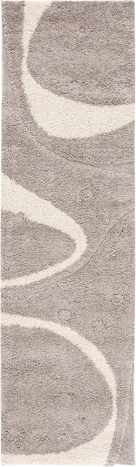 image:imageSAFAVIEH Florida Shag Collection Area Rug 86 x 12 Dark Blue amp Ivory Abstract Design NonShedding amp Easy Care 12inch Thick Ideal for High Traffic Areas in Living Room Bedroom SG4736511GreyIvory