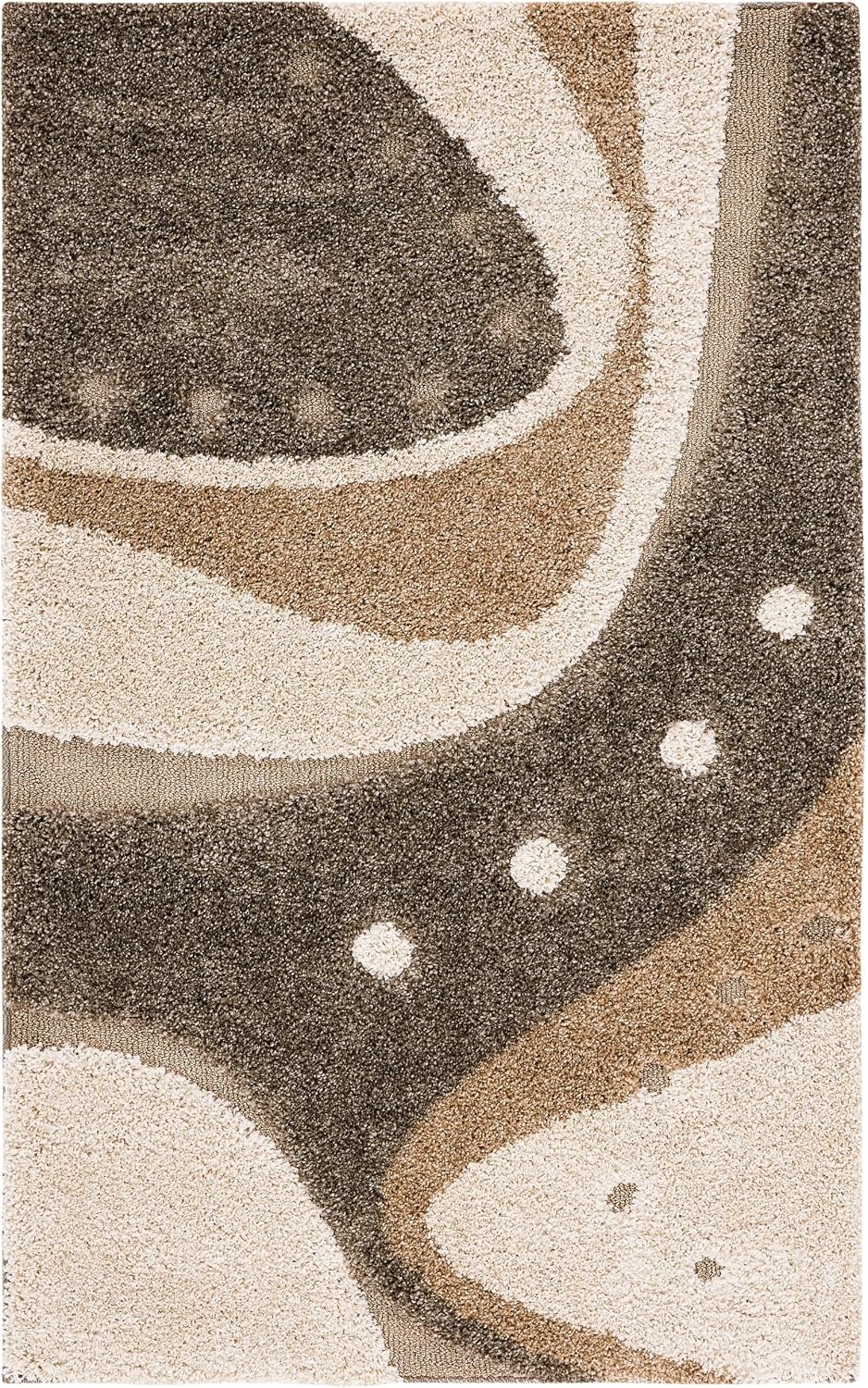 image:imageSAFAVIEH Florida Shag Collection Area Rug 86 x 12 Dark Blue amp Ivory Abstract Design NonShedding amp Easy Care 12inch Thick Ideal for High Traffic Areas in Living Room Bedroom SG4736511BrownIvory