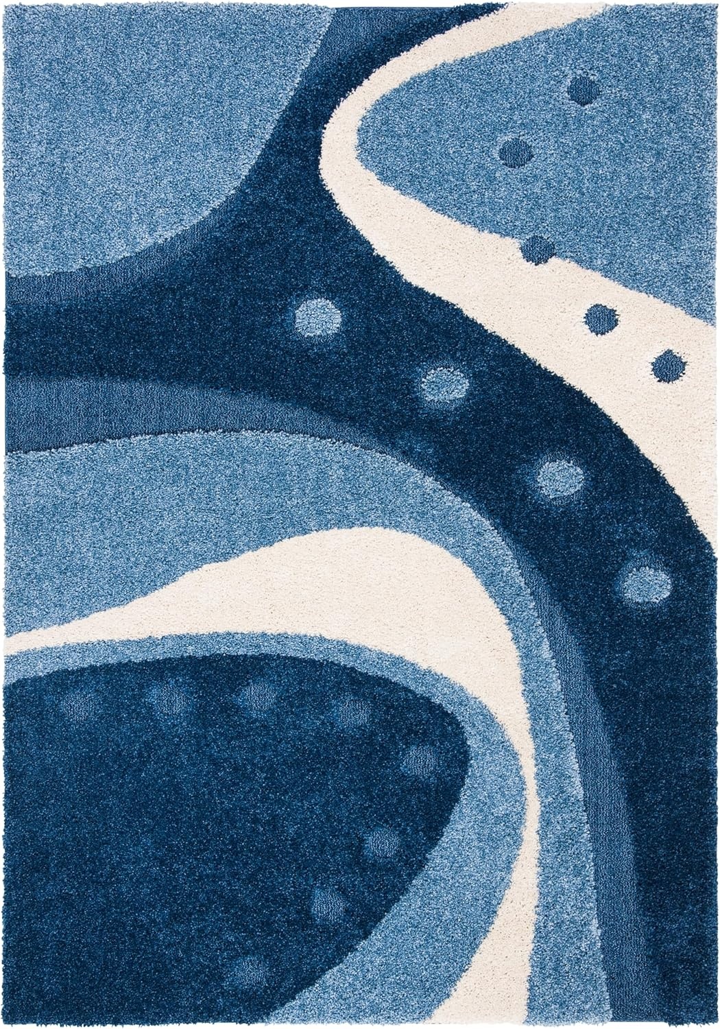 image:imageSAFAVIEH Florida Shag Collection Area Rug 86 x 12 Dark Blue amp Ivory Abstract Design NonShedding amp Easy Care 12inch Thick Ideal for High Traffic Areas in Living Room Bedroom SG4736511Dark BlueIvory