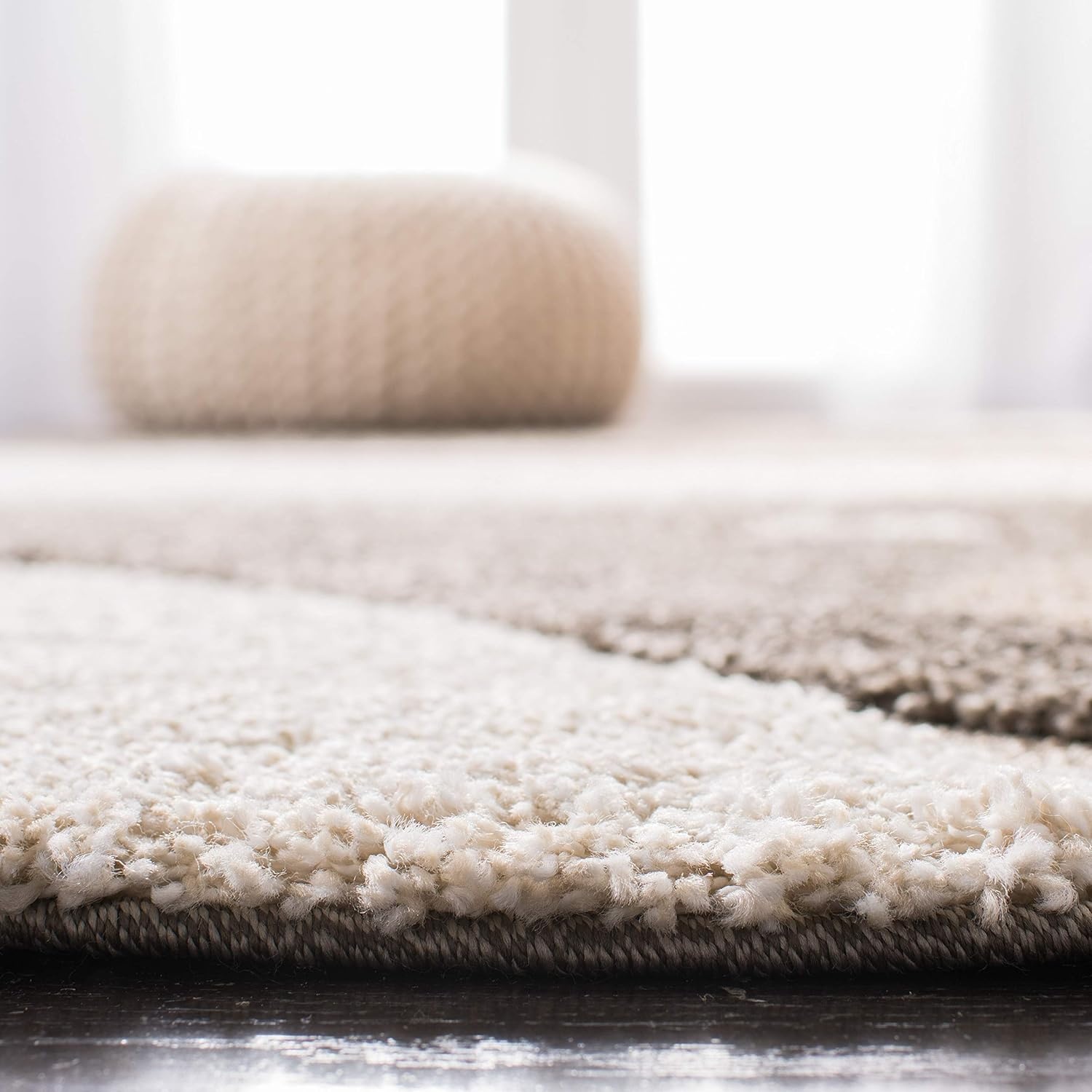 image:imageSAFAVIEH Florida Shag Collection Area Rug 86 x 12 Dark Blue amp Ivory Abstract Design NonShedding amp Easy Care 12inch Thick Ideal for High Traffic Areas in Living Room Bedroom SG4736511BrownIvory