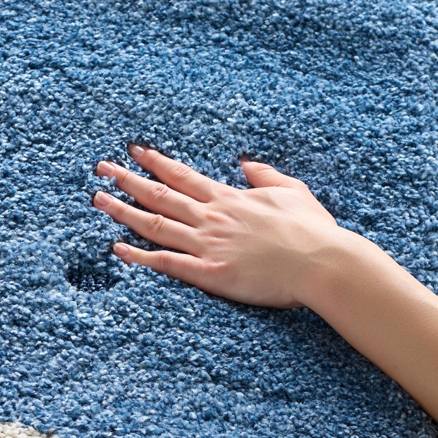 image:imageSAFAVIEH Florida Shag Collection Area Rug 86 x 12 Dark Blue amp Ivory Abstract Design NonShedding amp Easy Care 12inch Thick Ideal for High Traffic Areas in Living Room Bedroom SG4736511Dark BlueIvory